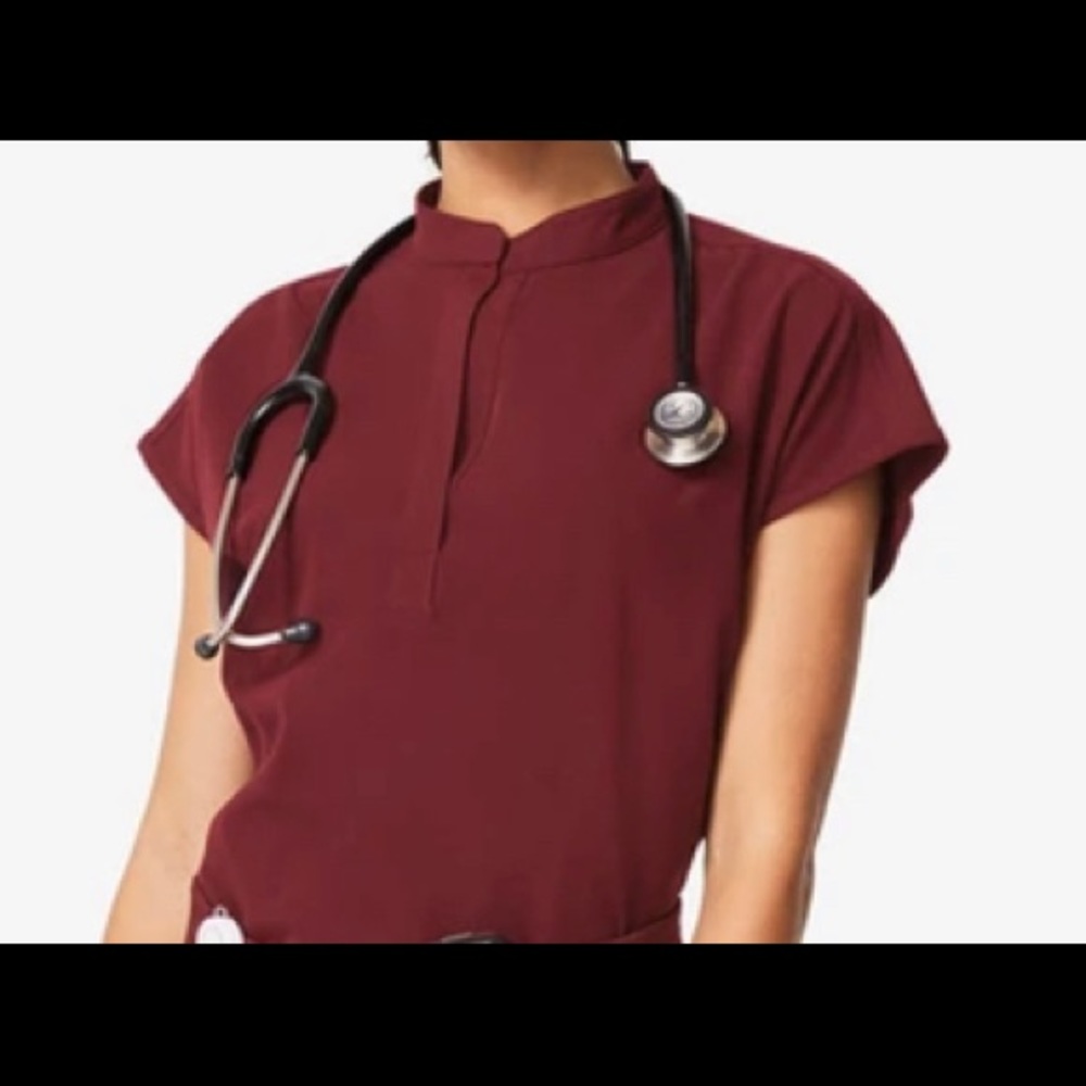 FIGS- Rafaela Oversized Scrub Top Burgundy